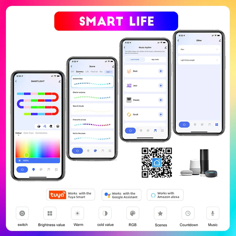 WS2811 Dreamcolor LED Strip Lights,16.4ft/5m RGBIC TUYA WiFi Phone App Controlled Waterproof Smart Music Sync Light Strip