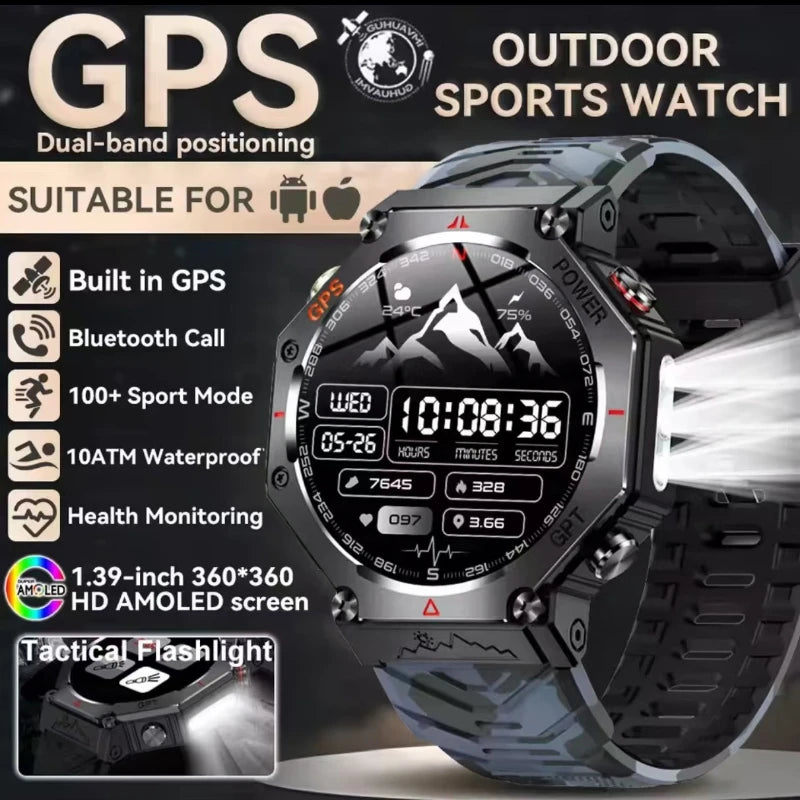 Military Smart Watch T-Rex 3 Bulit-in GPS Compass Altimeter Barometric 10ATM IP69K Waterproof AMOLED Bluetooth Call Smart watch