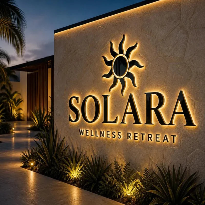 Custom LED Backlit Sign Letters 3D Illuminated Business Brand Logo for Office Company Name Coffee Shop Clinic Outdoor Signboard