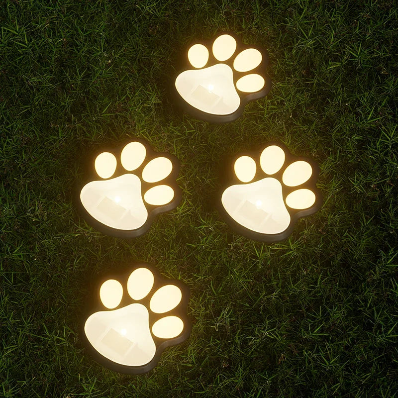 4PCS, Solar LED Lights, Outdoor Lights, Pet Dog Paw Lights, Smart Light Sensor Switches, Ideal for Garden Lawn Lighting