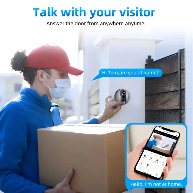 3MP Tuya Smart Life WiFi Peephole Door Camera 1080P Digital Viewer Doorbell 5000mAh Battery PIR Motion Detection IR Night Vision