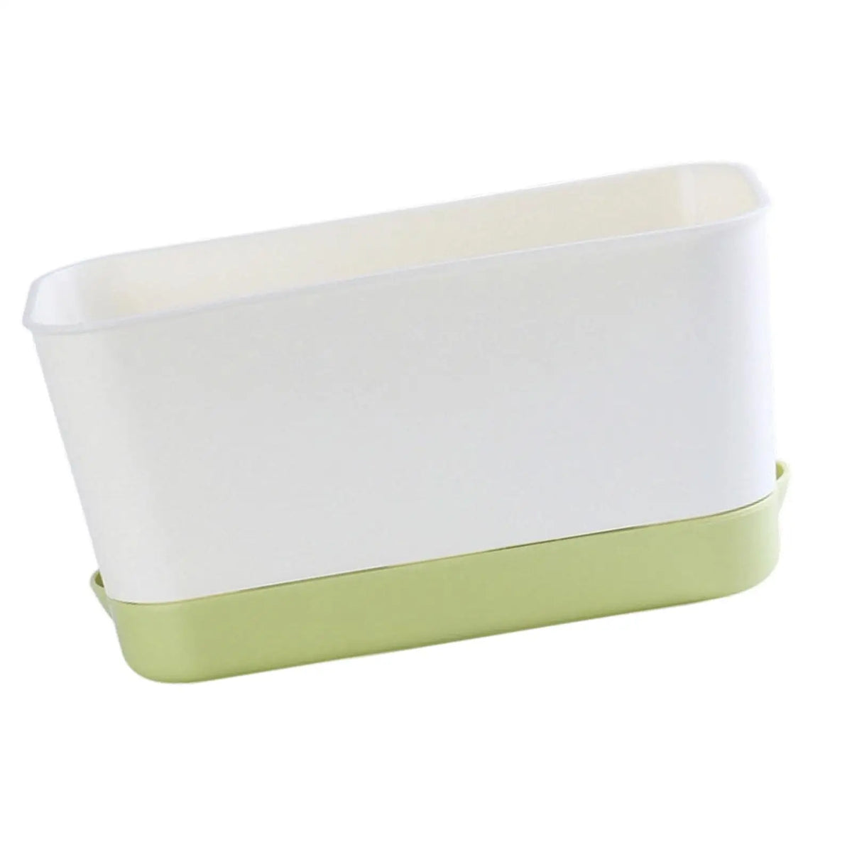 Rectangular window box planter in white with light green base
