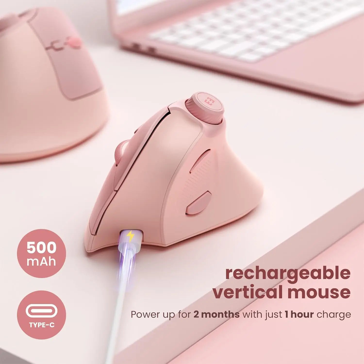 Seenda Ergonomic Bluetooth 2.4G Wireless Mouse with Volume knob Quiet clicks Rechargeable Vertical USB Mouse for Mac Windows PC