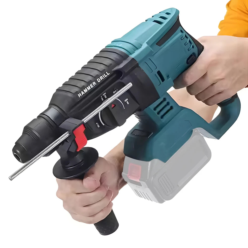 Podofo Brushless Electric Hammer Drill Cordless Impact Drill Power Tools Switch Hammer/Drill/Electric Pick 3-In-1 Multifunctional Rotary Power Tool Battery Drill Power Tools Without Battery