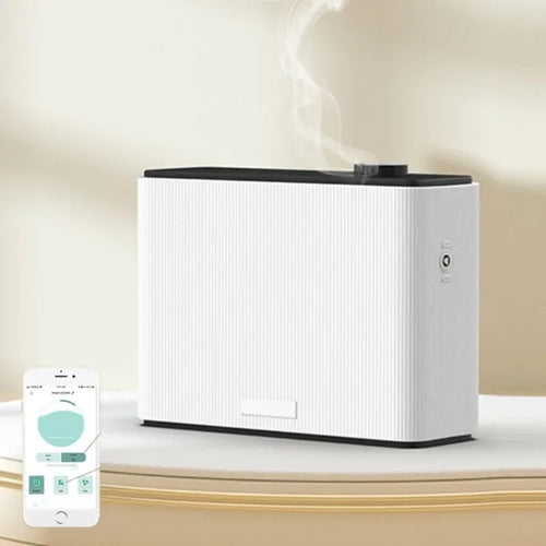 HVAC fragrance diffuser, 1000ml waterless diffuser for home and hotel, smart app control, side view.