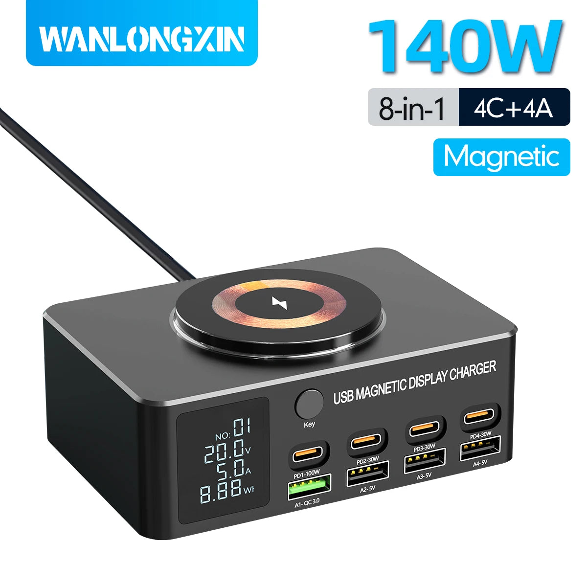 220W GaN USB-C Fast Charger Station for Multi-Device Charging Tidesmit