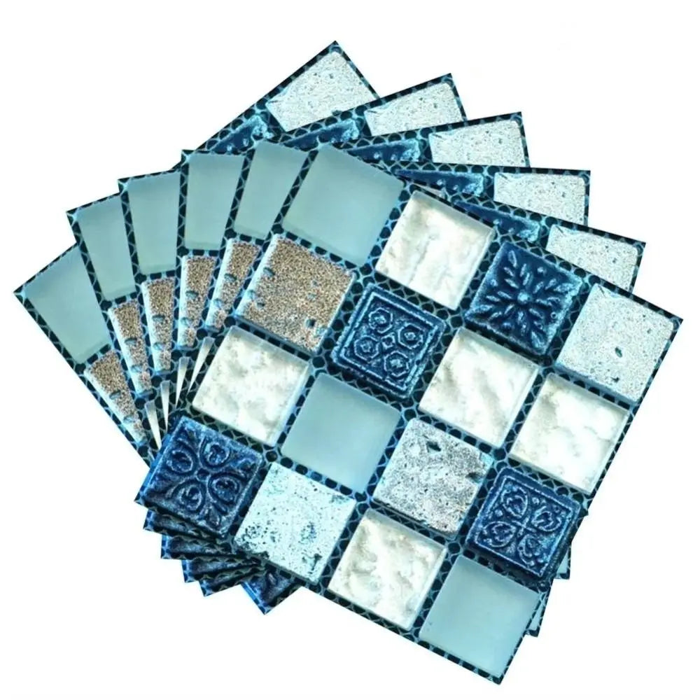 20pcs/set New Self Adhesive Wall Sticker Waterproof Flat 3D Mosaic Tile Wallpaper Oil Resistant Art Decals For Living Room