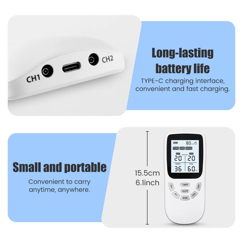 TENS Unit Muscle Stimulator - 36-Mode Portable Rechargeable Massager Body Shaping Massage Equipment Tidesmit