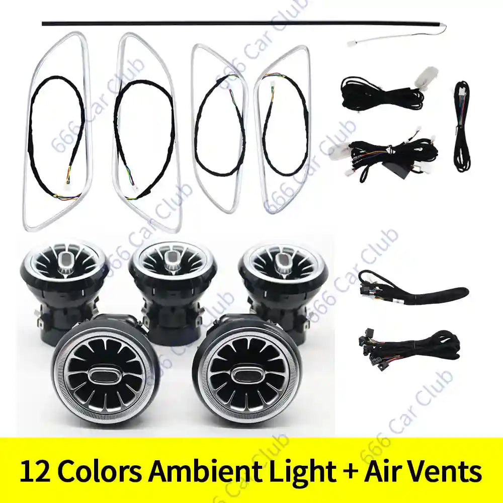Mercedes-Benz Ambient LED Turbine Vents, 12-Color Interior Lighting Kit 12 Color Suit CN Tidesmit
