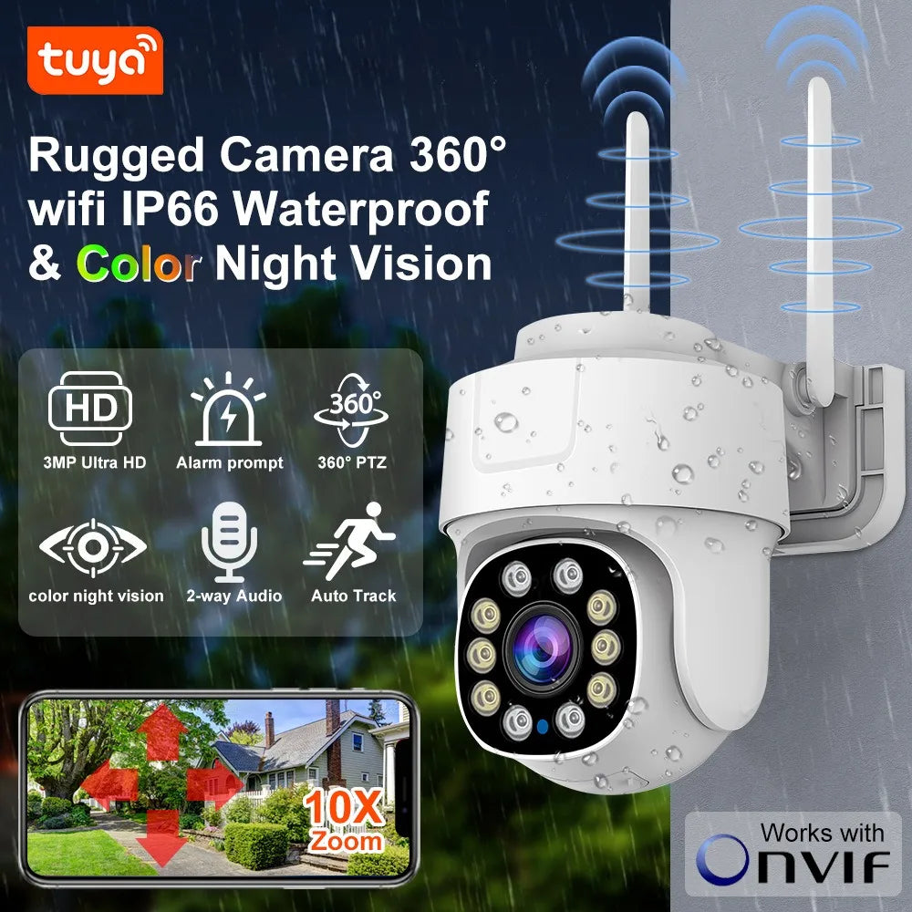 10X PTZ Zoom Wifi Camera Tuya Smart Outdoor Home Security Video Surveillance 5MP Wireless IP Cameras AI Automatic Human Tracking