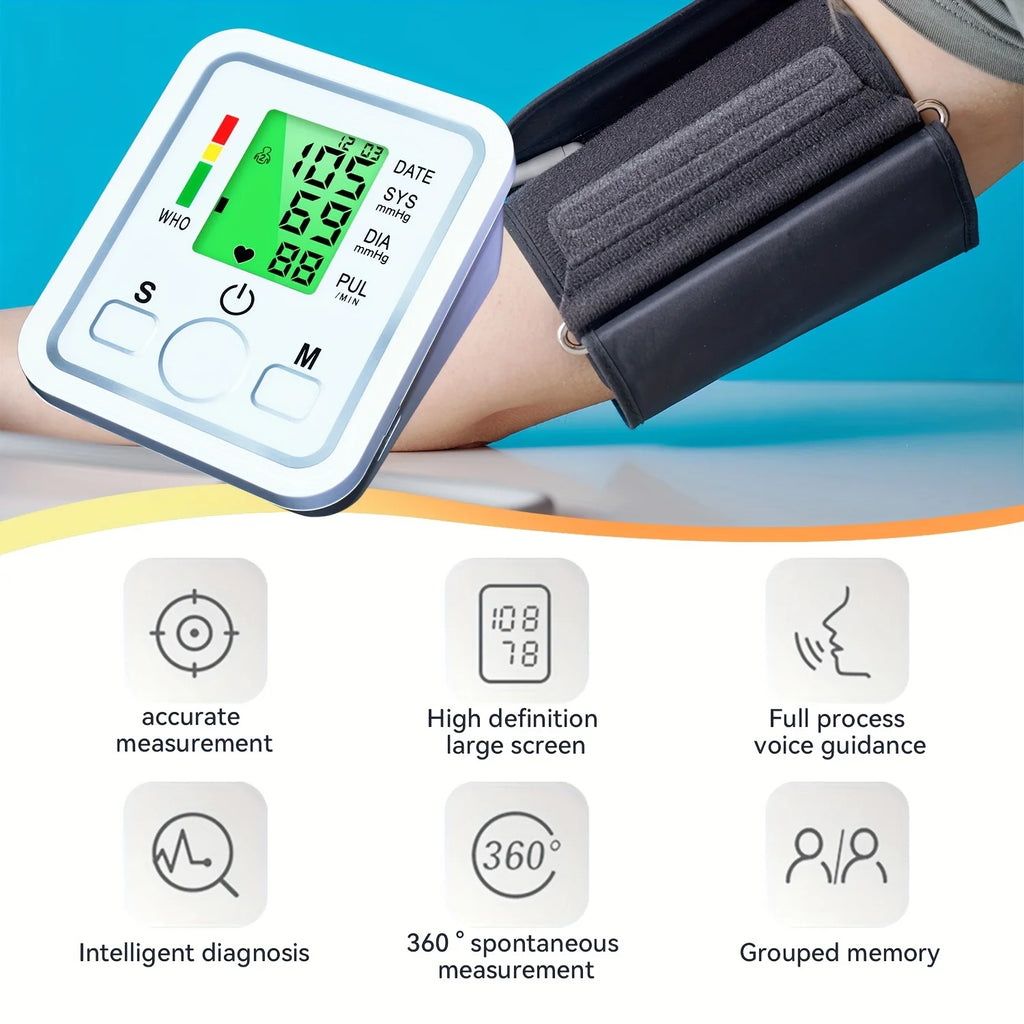 Portable Tonometer Digital Tensiometer Heart Rate Monitor Arm Blood Pressure Monitor BP Equipment Automatic Professional Medical