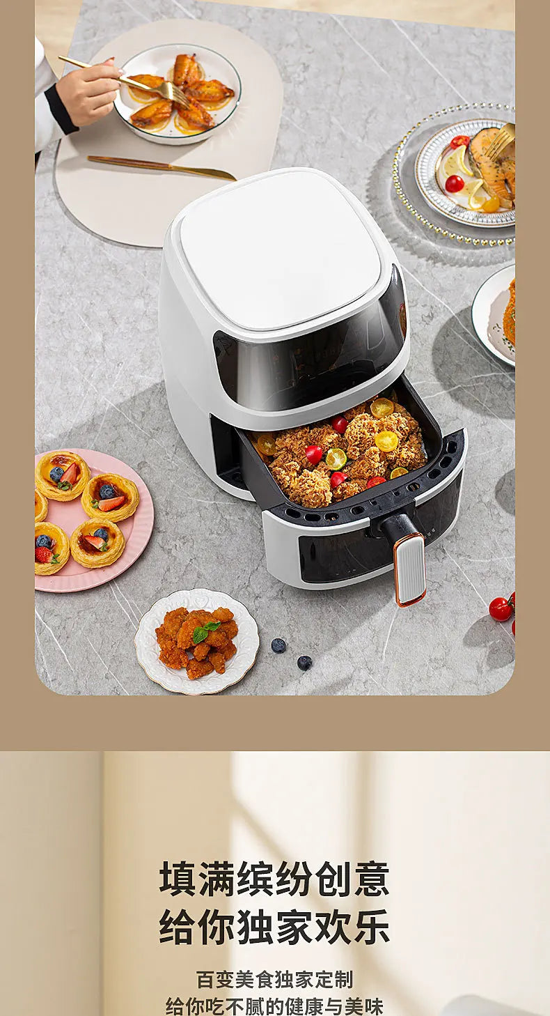 Visual 5-liter Large Capacity Air Fryer Multi-functional Household Touchscreen Color Display Electric Fryer