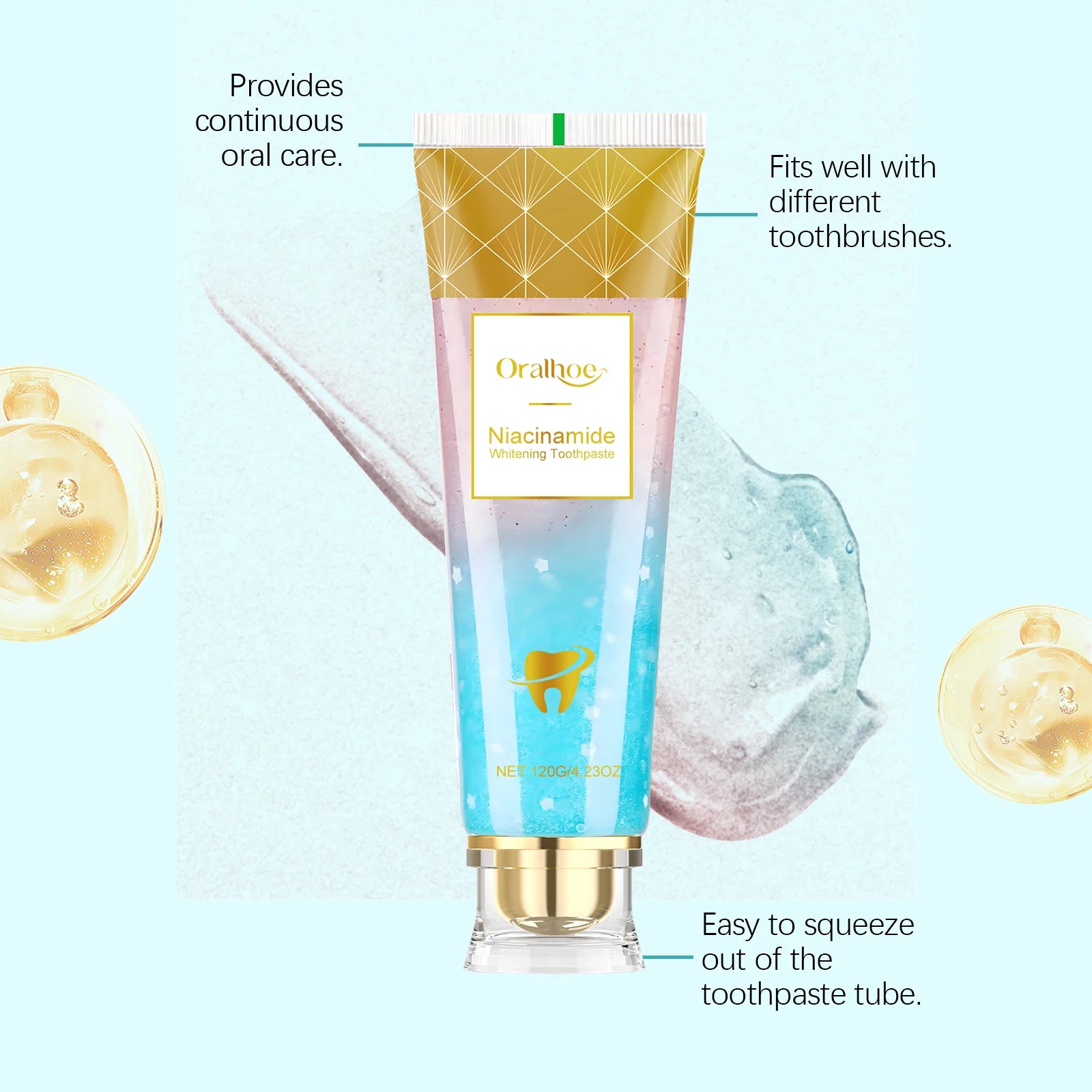 Tidesmit Niacinamide teeth whitening toothpaste for plaque removal, stain repair, and fresh breath.