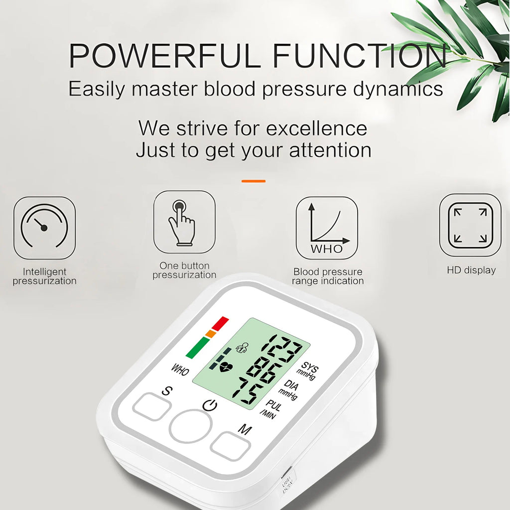 Home Arm Sphygmomanometer LCD Digital Sphygmomanometer Blood Pressure Monitor
