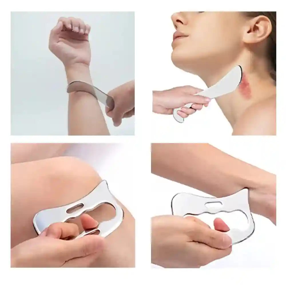 Stainless Steel Gua Sha Set - 3-Piece Muscle Relief & Scraper Tool Eye Massage Instrument Tidesmit