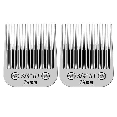 3/4 in HT detachable pet trimmer blades, 19mm, shown from top on gray base
