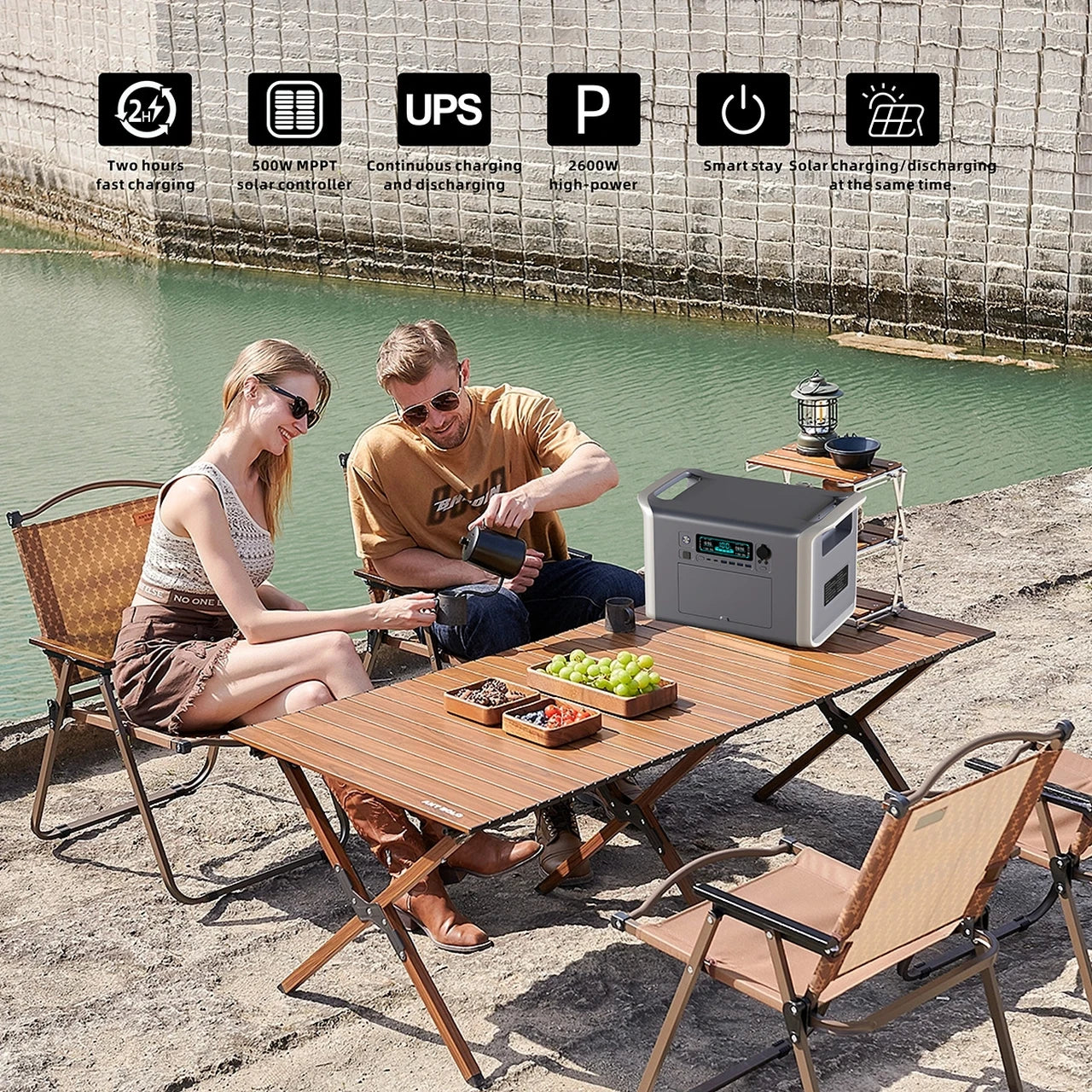 UAPOW 2600W 2048WH Portable Power Station 400W 41V Flexible Solar Panel Camping Lifepo4 Battery Solar Power Supp