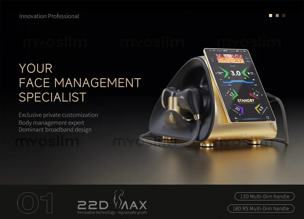 Tidesmit 22D MAX HIFU machine side profile showing advanced facial tightening and fat reduction treatment features