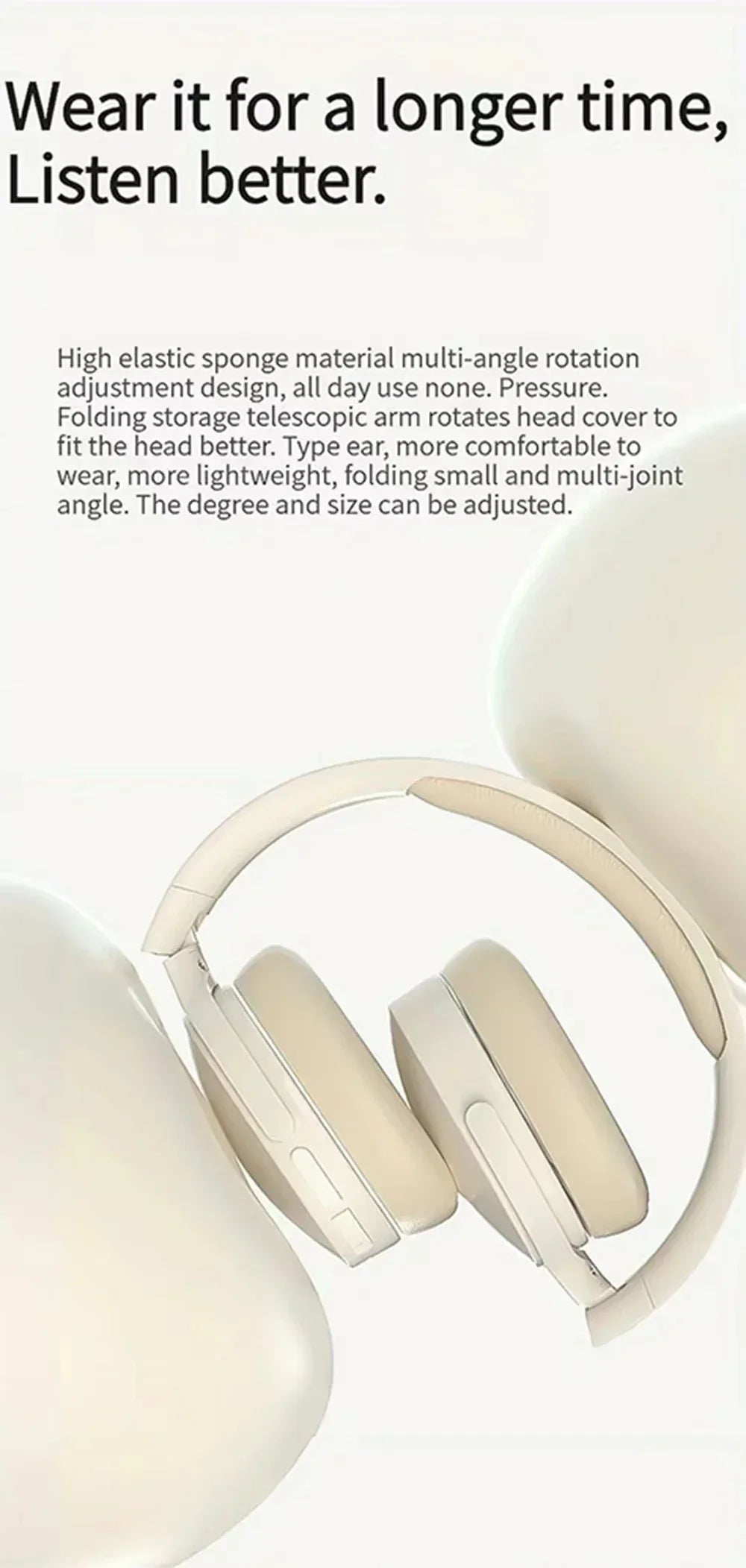 Tidesmit Wireless Headphones: Active Noise Cancellation Over-Ear Pro Audio Tidesmit