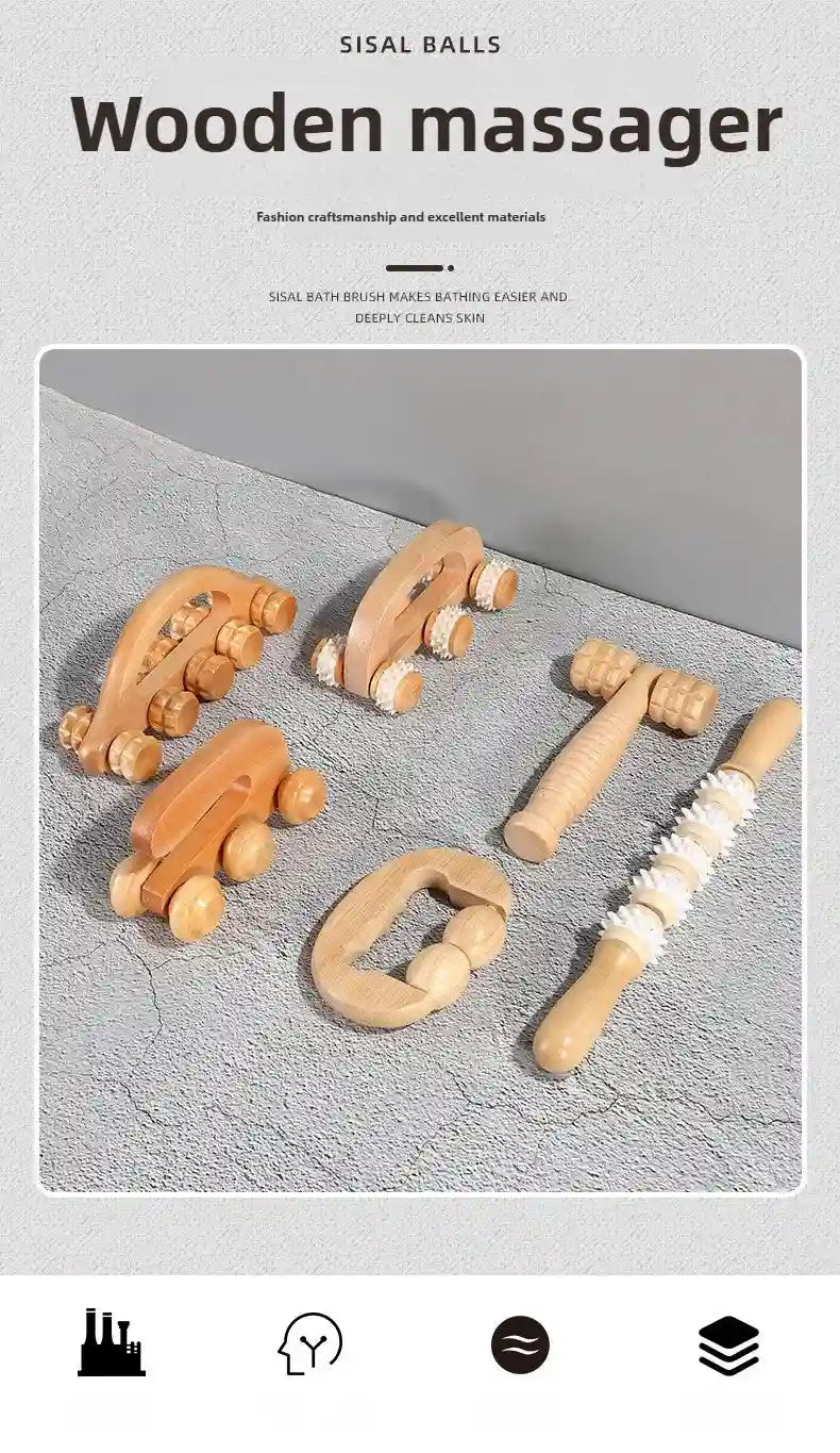 Wooden Massage Roller for Deep Tissue Muscle Relief - Tidesmit Massage Roller Tidesmit
