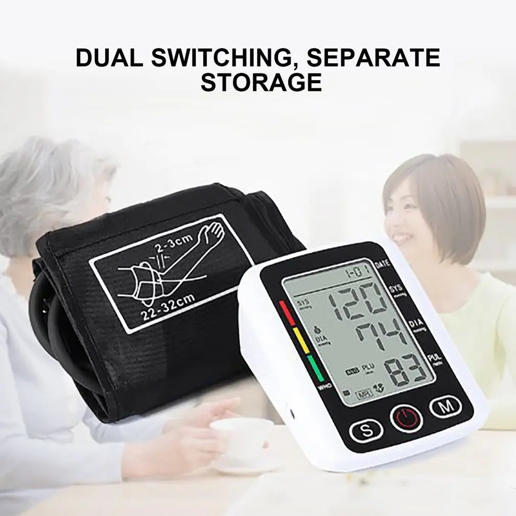 Digital Arm Blood Pressure Meter Cuff Medical Automatic Pressure Tonometer Tensiometer Heart Rate Pulse Meter BP Monitor Healthy