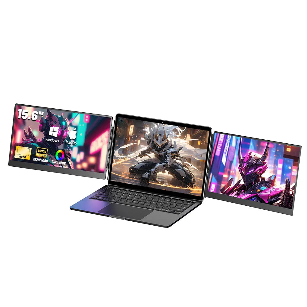 Sibolan 15.6" Dual Screen Portable Monitor 1080P 60Hz Metal Body Type-C Plug Laptop Triple Display Extender For Win mac OS