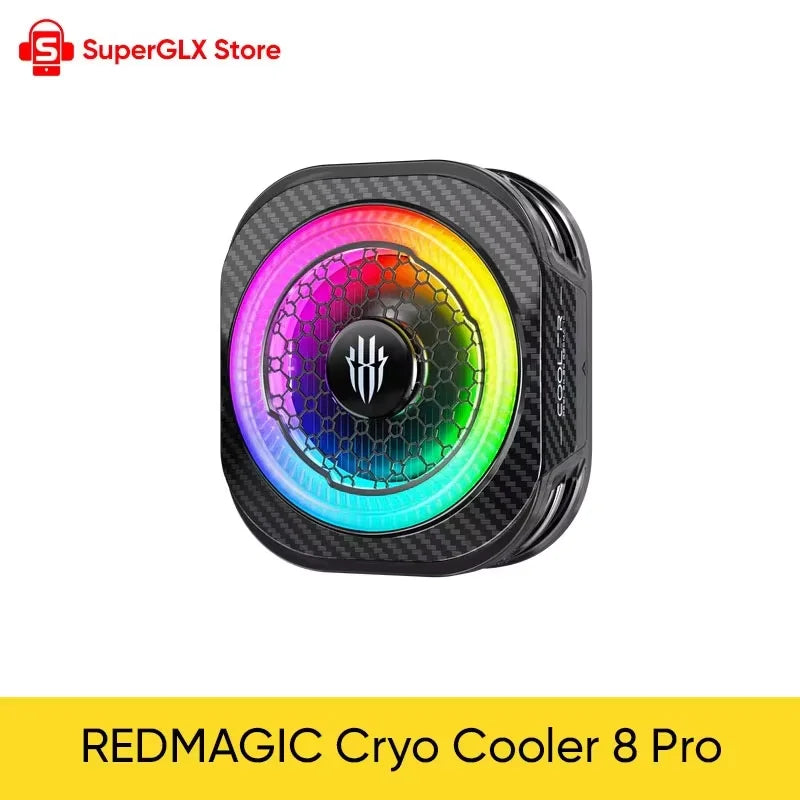 REDMAGIC Cryo Cooler 8 Pro circular cooler with carbon-fiber look and RGB ring