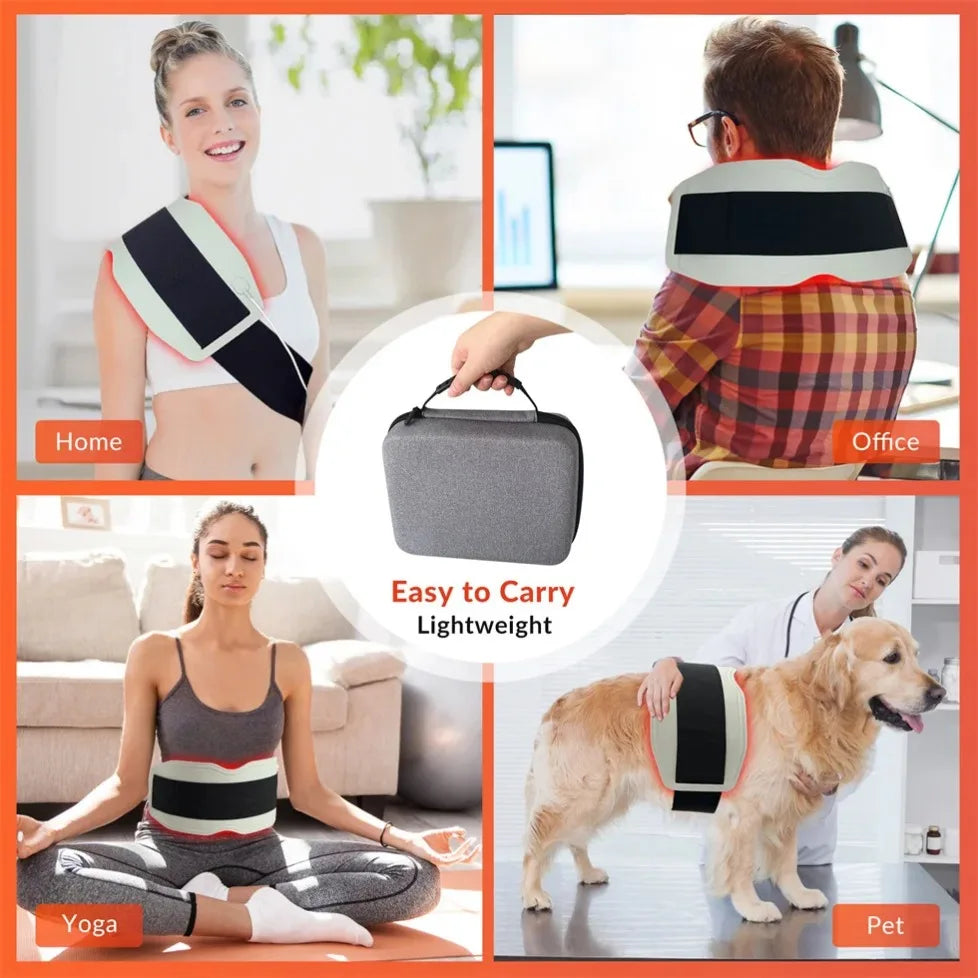 ZJKC 660nm 850nm 940nm Red Light Therapy Belt Near Infrared Phototherapy Wrap 450pcs LED Heating Pad for Full Body Pain Relief