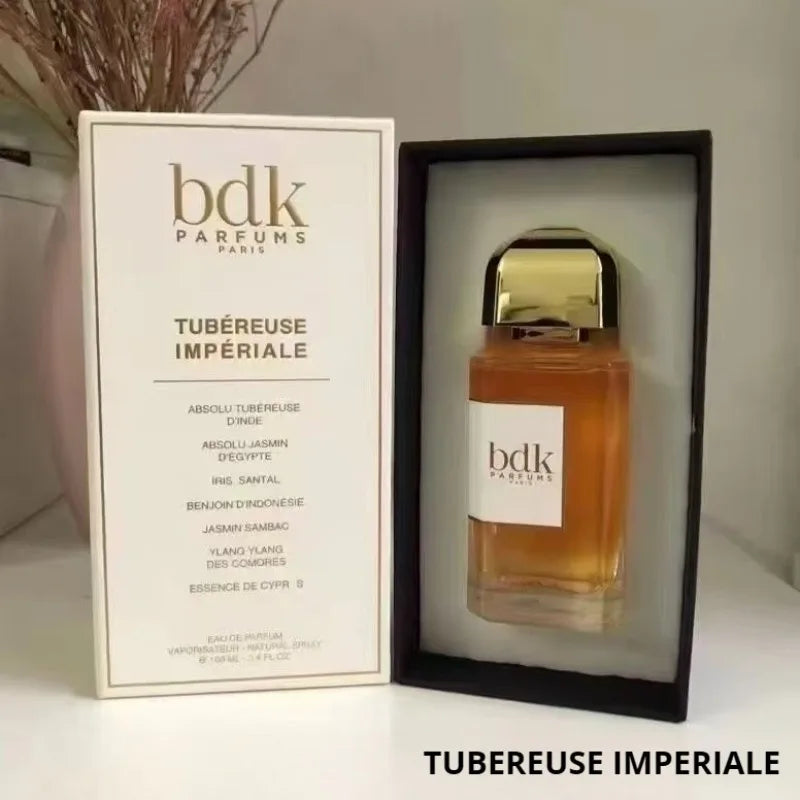 BDK Parfums Tubéreuse Impériale EDP: Luxury 100ml unisex perfume, floral tuberose jasmine scent in elegant glass bottle.