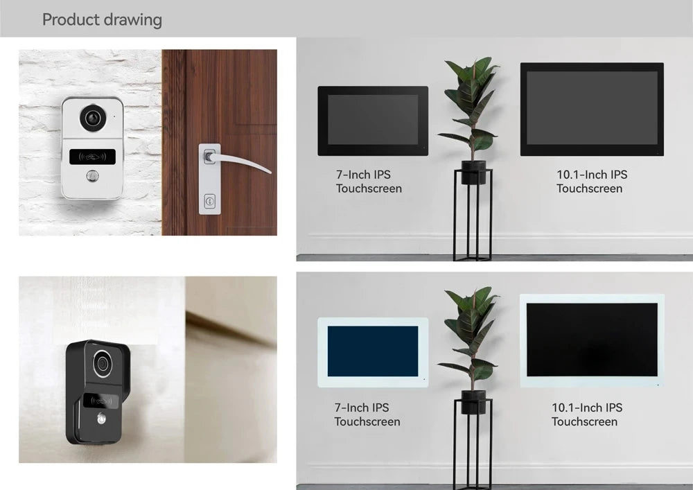 1080P Video Intercom Wifi 7/10 Inch Monitor Kit for Apartment System Home Security 2 Wire Doorbell Card Swipe Private House Tuya