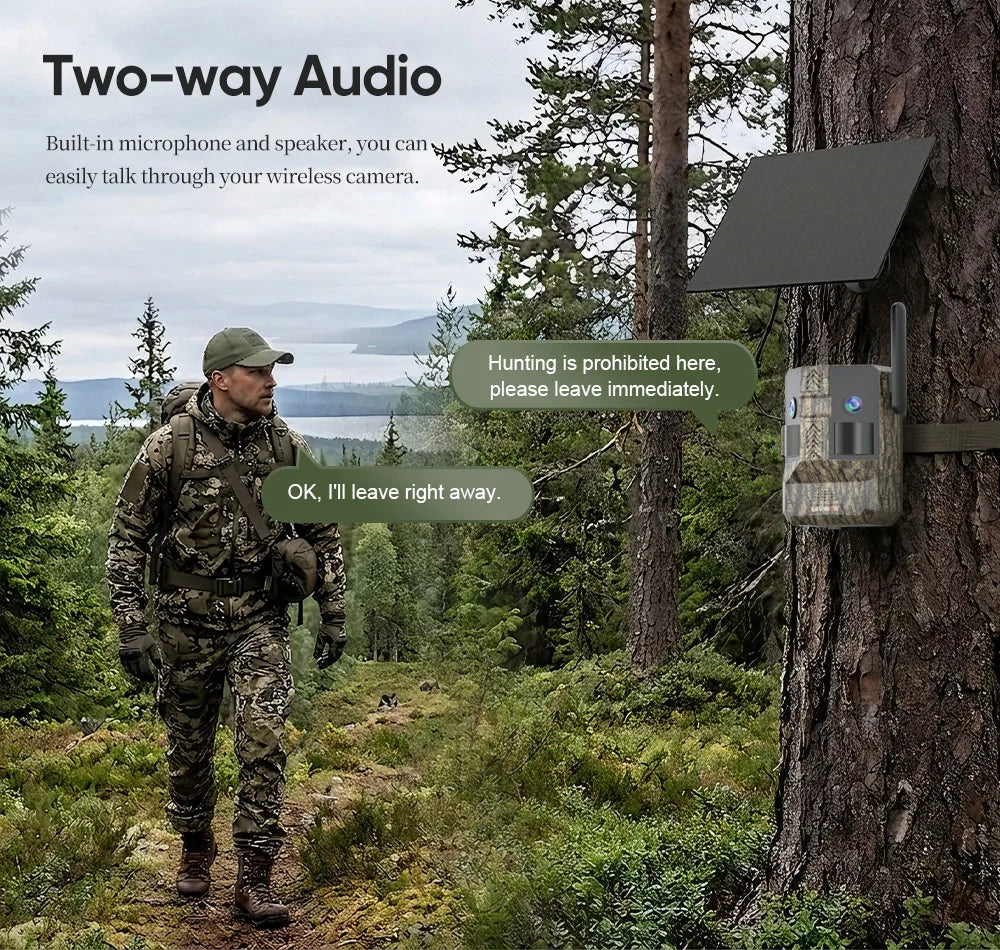 UCON 24MP Outdoor Solar Cellular Trail Camera Wildlife Camera Dual Screen Dual PIR Animal Detection 0.2s Triggered Night Vision