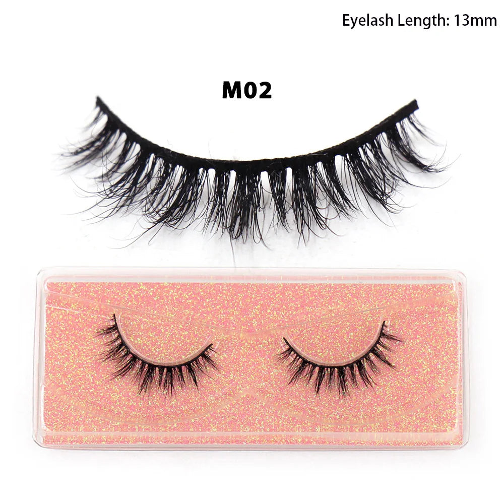 Tidesmit 12mm-15mm short natural 3D mink lashes fluffy wispy cruelty-free false eyelash extension close-up