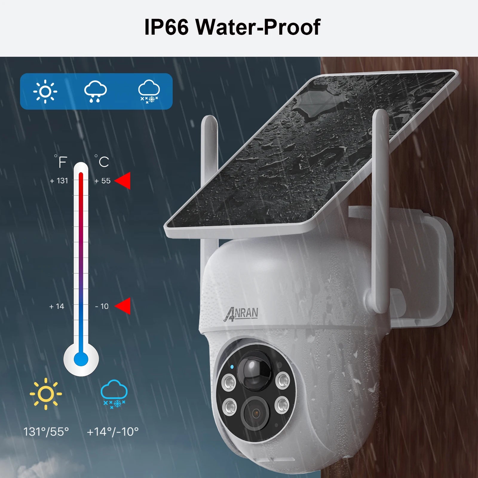 ANRAN Solar Camera 1/2pcs 3/5MP Outdoor 2.4G Wifi Security Camera Battery Cameras Home Surveillance Protection PIR Human Detect