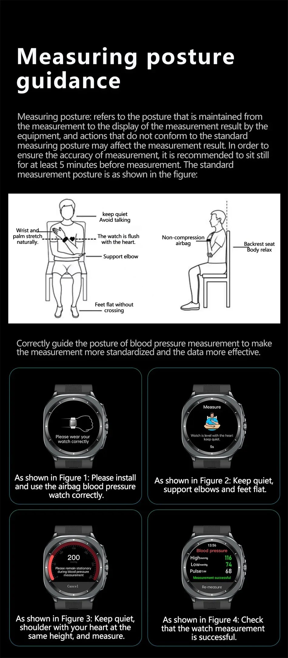 for Samsung Air Pump Airbag Smart Watch Men, Micro Physical Examination Accurate Measure Blood Pressure Sport SmartWatch 2025New