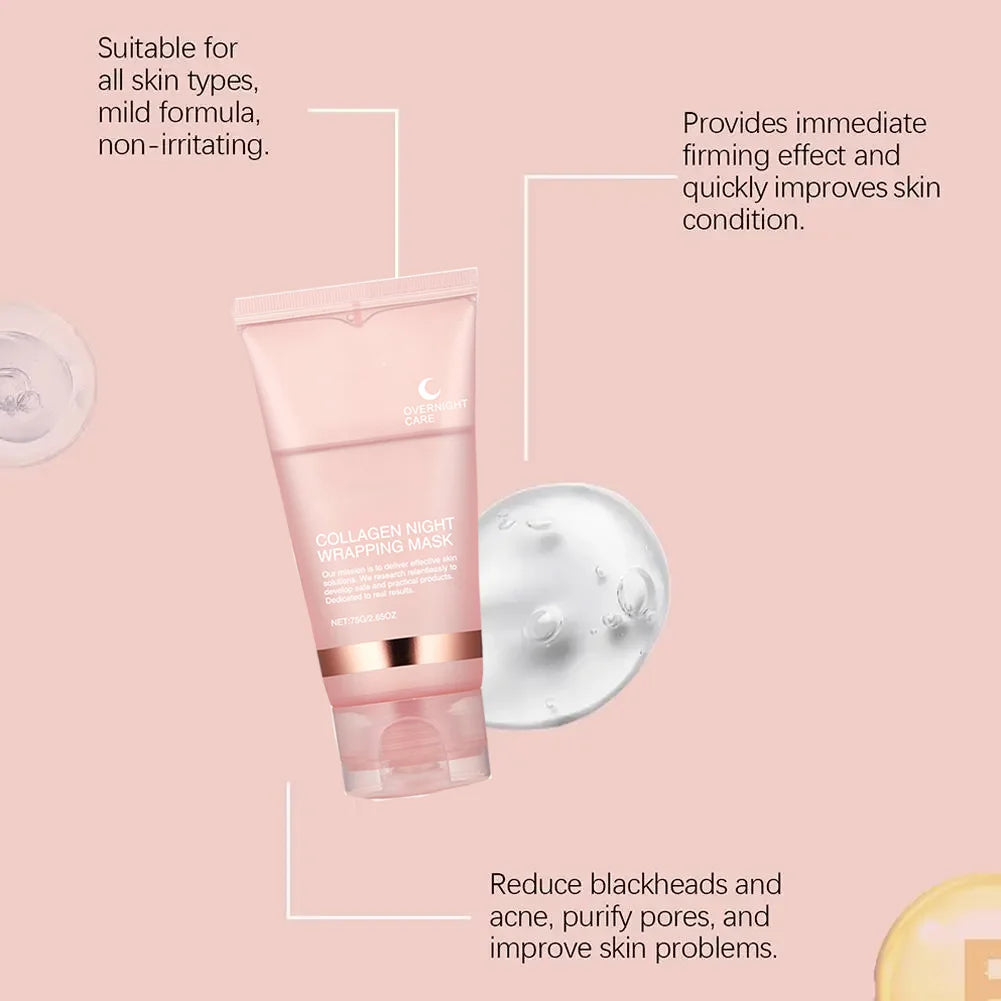 Tidesmit Collagen Peel-off Night Wrapping Mask for deep hydration and skin firming facial care texture close-up