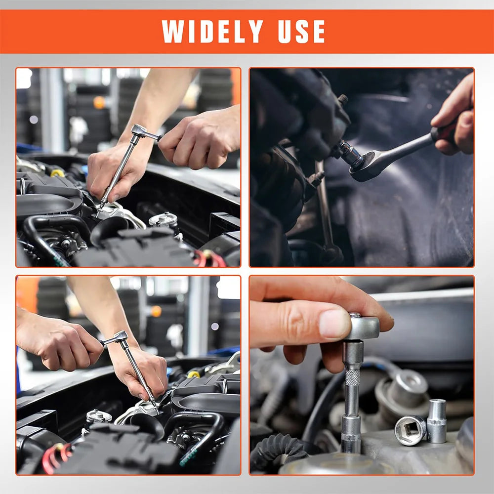 Podofo 53Pcs Ratchet Wrench Tool Set with Sockets 1/4 inch Drive Bit Socket Set Grade Chrome Vanadium Mechanics Tool Auto Repair