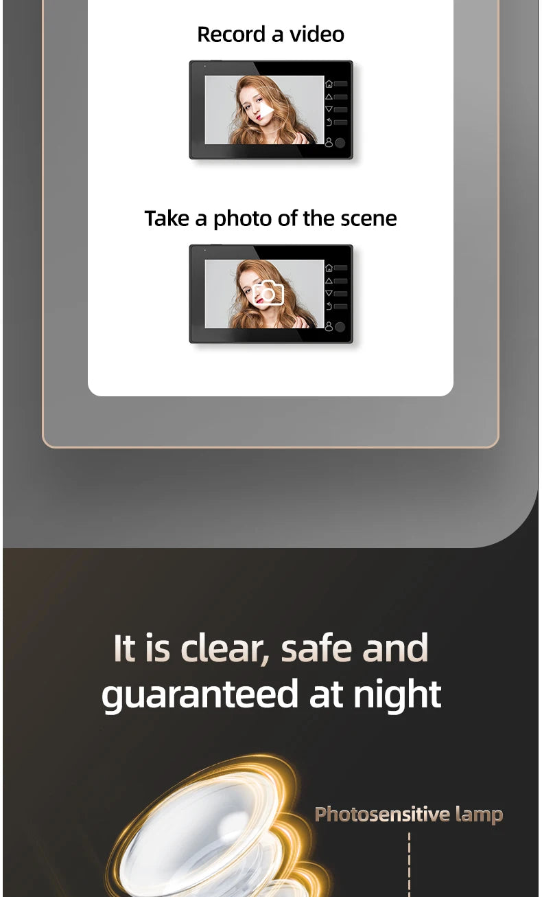 Danmini 4.3'' Electric Peephole 1MP 120° Wide-angle Security Camera Photograph Digital Cat Eye Doorbell Night Vision Door Viewer