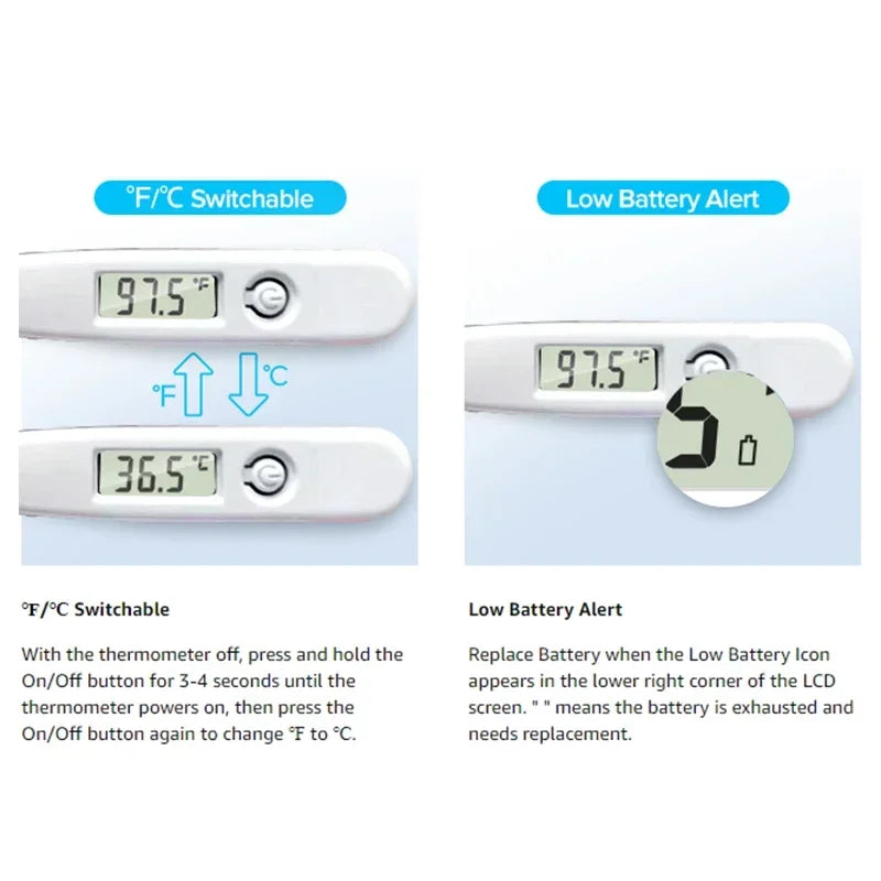 Baby Thermometers Pulse Oximeter Finger Digital Thermometer Accurate Oral Armpit Temperature Reading Fever Alert Termometer