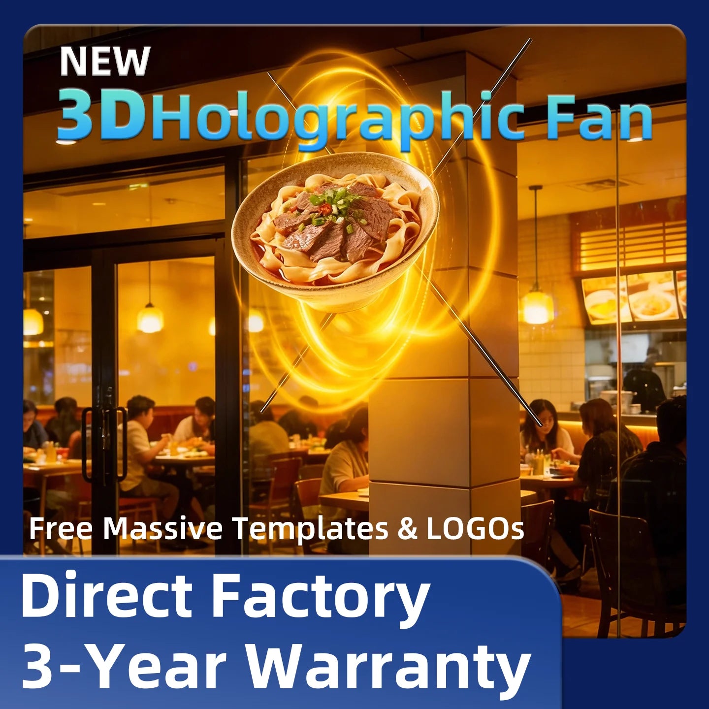 Ultra HD 65cm 100cm 3D Fan Hologram Projector Holographic Advertsing Lights LED Sign Lamp Support Cloud Controll WIFI Display