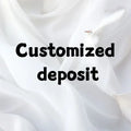 Customized deposit text overlay on a background of soft, white flowing fabric and a white dove.