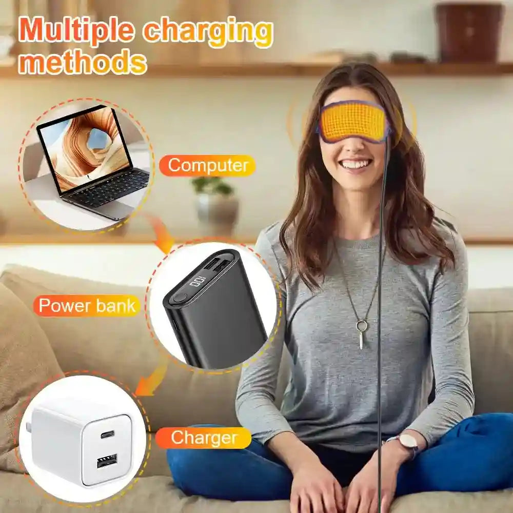 Heated Eye Massager Mask for Eye Strain Relief and Rechargeable Sleep Eye Massage Instrument Tidesmit