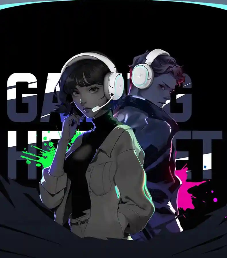 Wireless Gaming Headset: 2.4GHz Low Latency Over-Ear Headphones Tidesmit