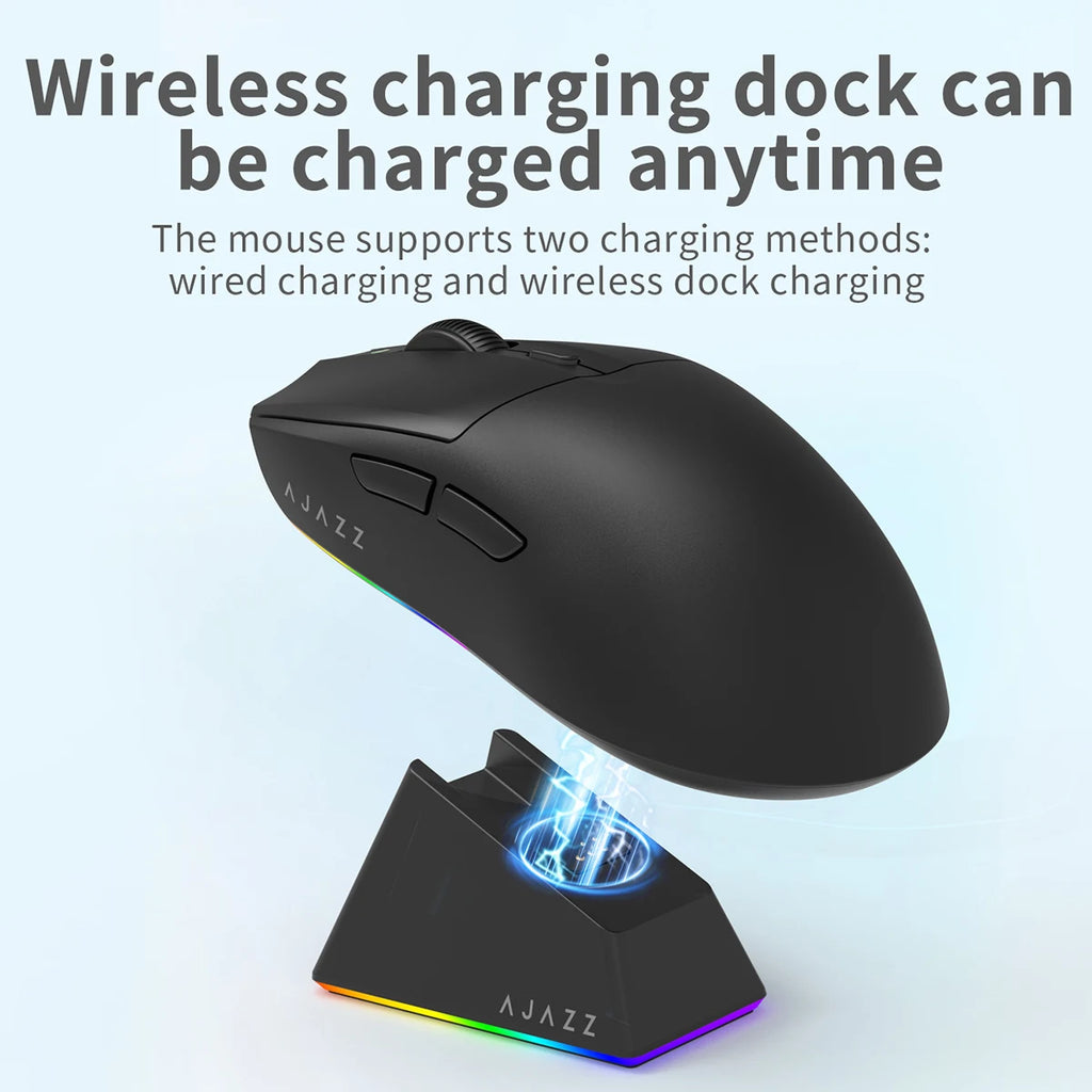 AJAZZ AJ139 V2 MC 1000HZ Gaming Mouse Small/medium size tri-mode wireless PAW3311 sensor lightweight design RGB full-color magnetic base About 66g lightweight