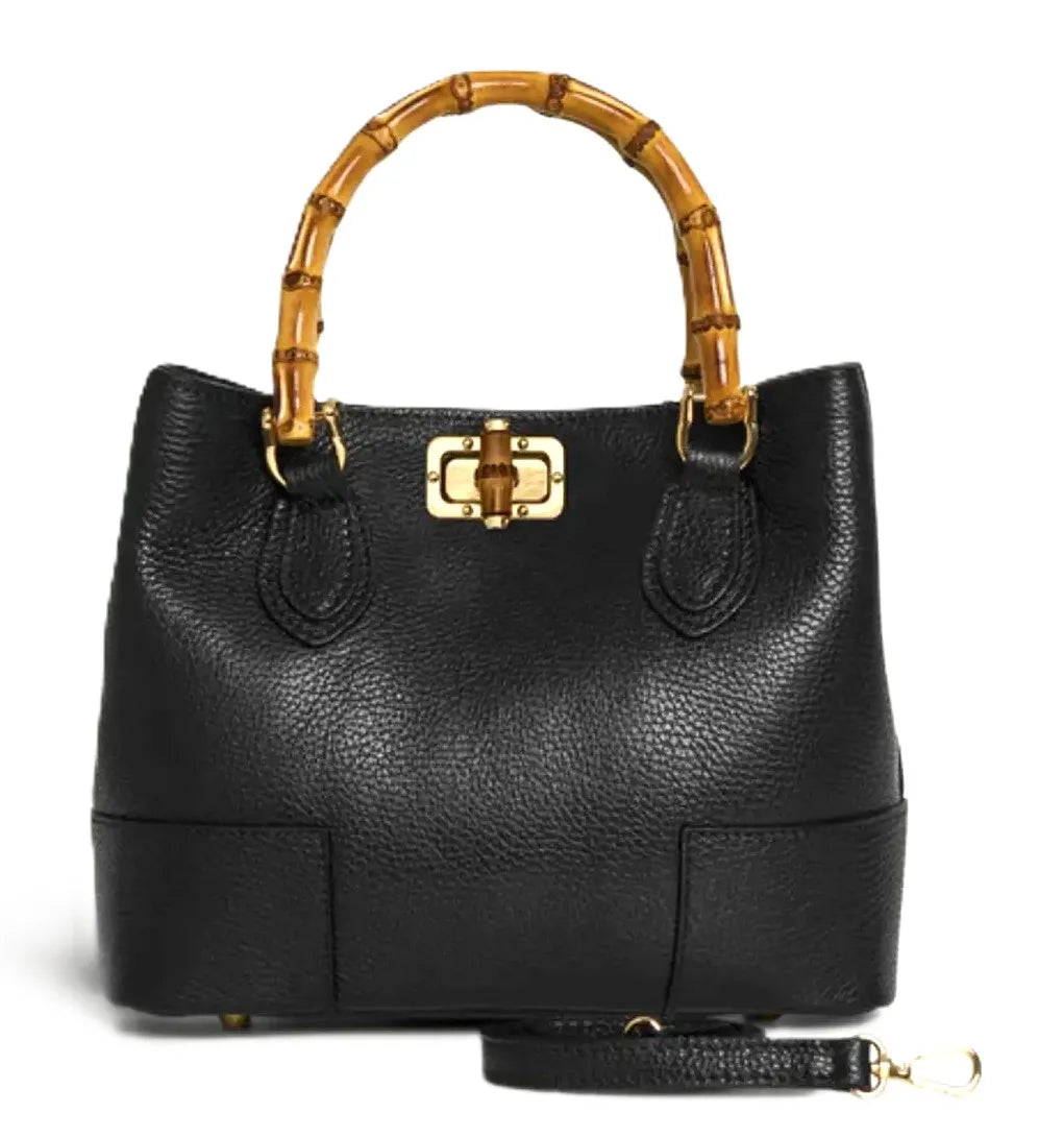 Royaa Handmade Genuine Leather Luxury Fashion Tote Handbag Elegant Top Handle Purse Vintage Black Leather Frame Bag Lock