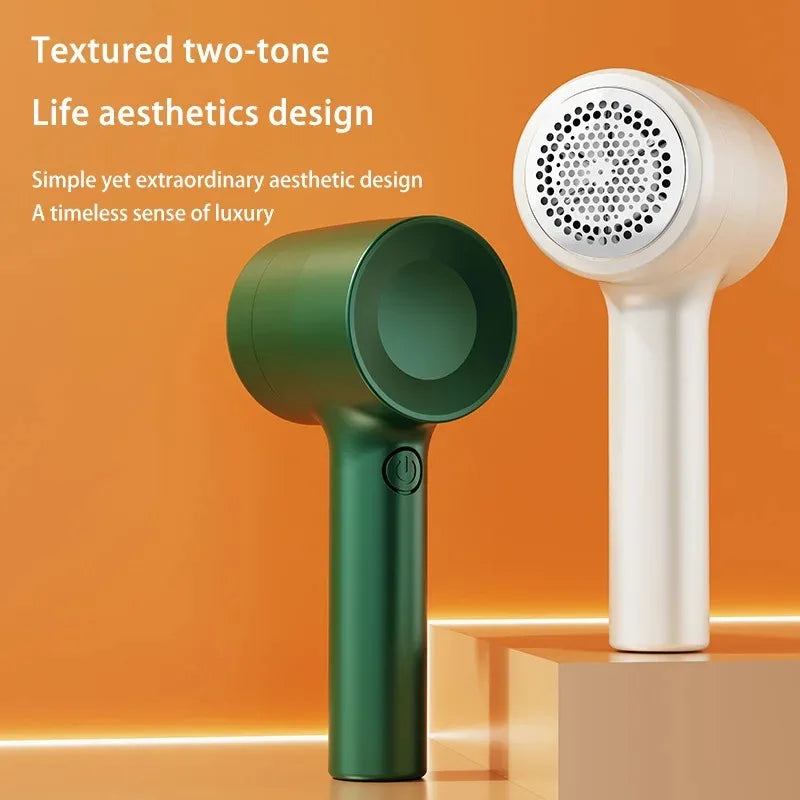 Tidesmit rechargeable lint remover and fabric shaver showing the detachable dust collection bin and metal blade head