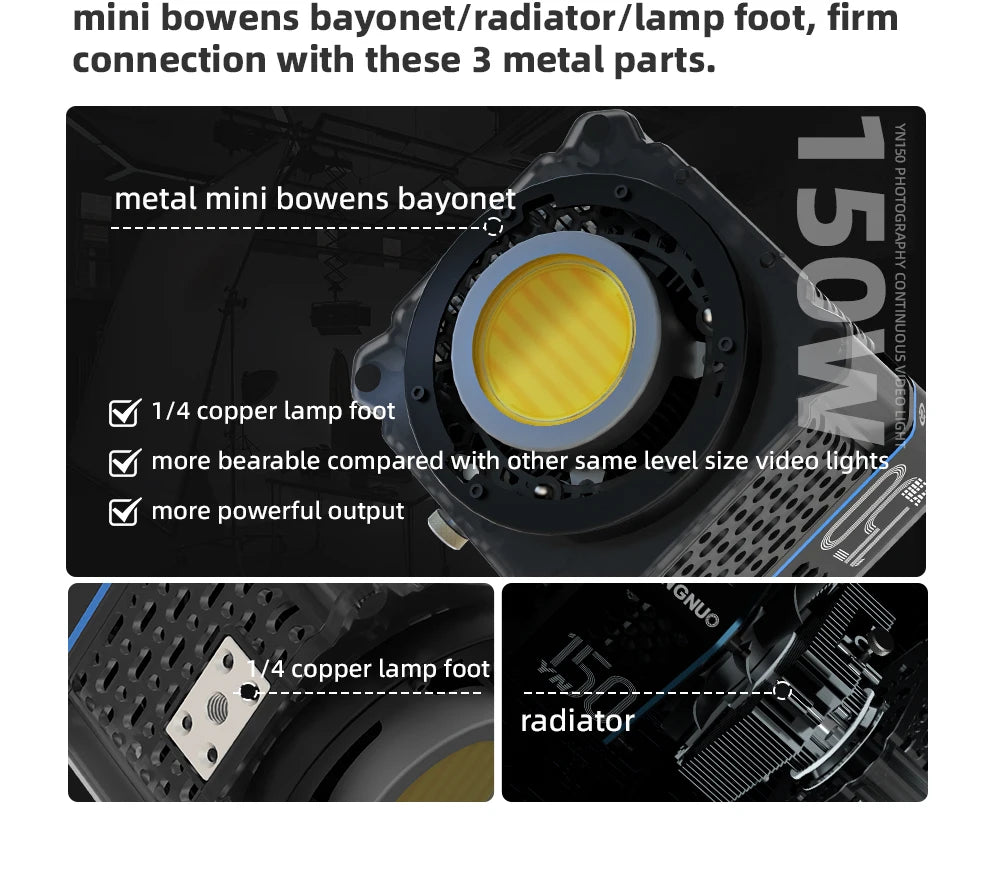 Portable 150W COB LED Video Light – Adjustable Color Temperature Kit Tidesmit