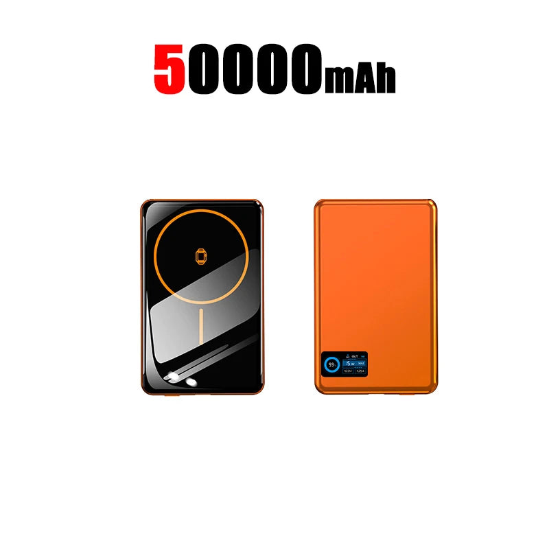 Magnetic Fast Charging Power Bank 50000mAh - Portable USB-C Battery Pack Orange 50000mAh Tidesmit