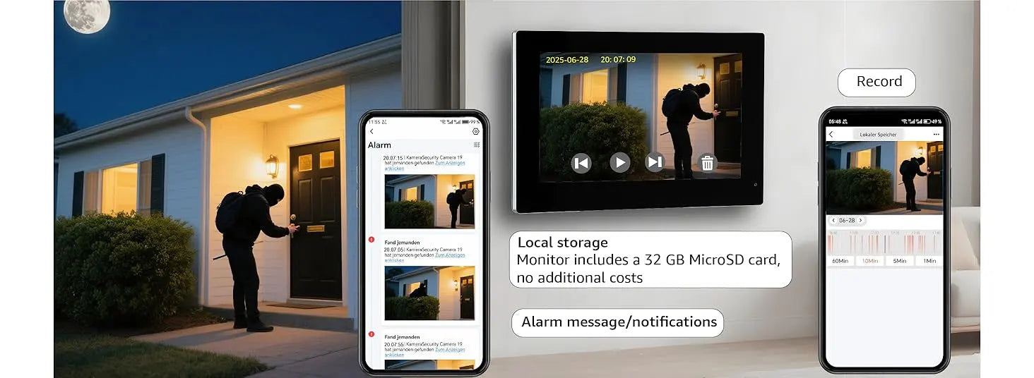 Wireless WiFi Video Doorbell 4 Wire 10 inch Touch Screen Tuya Smart 2V2/2V3 Home Video Doorphone Intercom System RFID APP Unlock