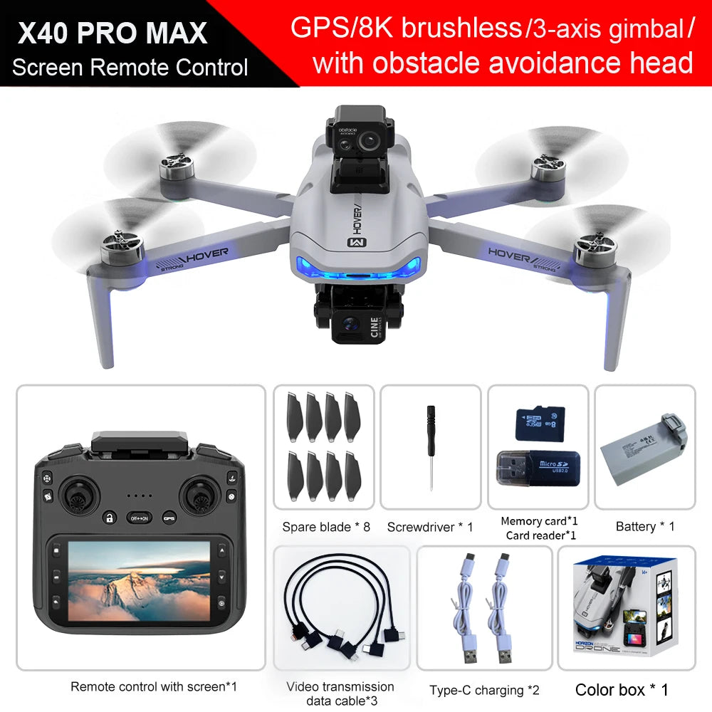 4K Camera Drone with 3-Axis Gimbal and Obstacle Avoidance - X40 PRO X40 PRO MAX Tidesmit