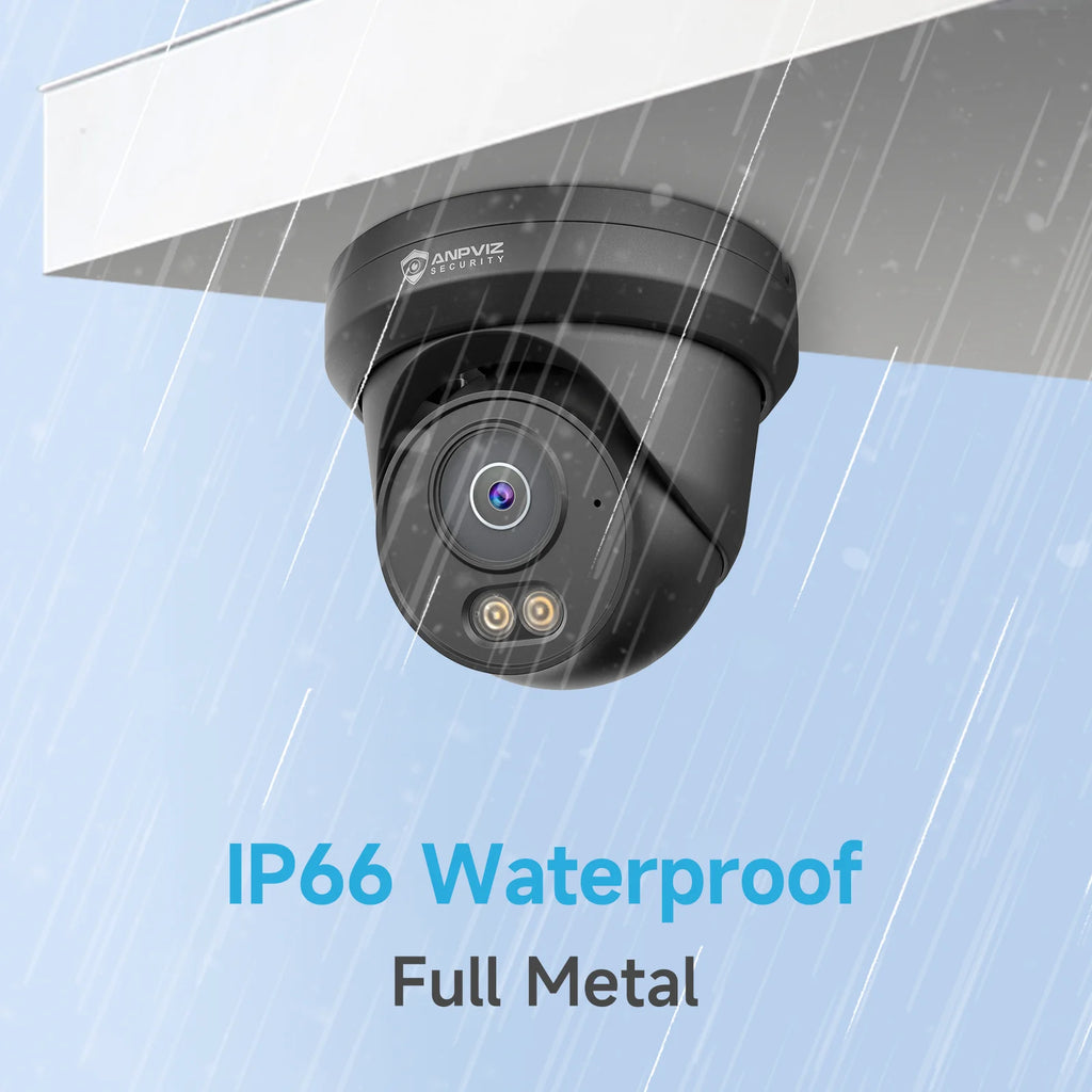 Anpviz 4MP PoE Camera Full Metal Turret Security IP Camera Smart Dual Light Color AI Human Motion Detection Built-in Mic H.265
